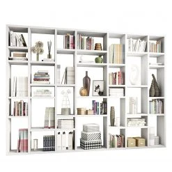 Loftscape Bücherregal Emporior IV - Hochglanz Weiß - Breite: 295 cm