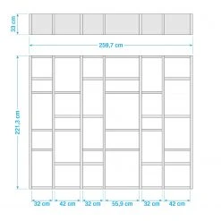 Loftscape Bücherregal Emporior IV - Cremeweiß - Breite: 260 cm -Wohnzimmermöbel boutique en ligne 1000167456 190507 15565300005 GALLERYIMAGES P000000001000167456