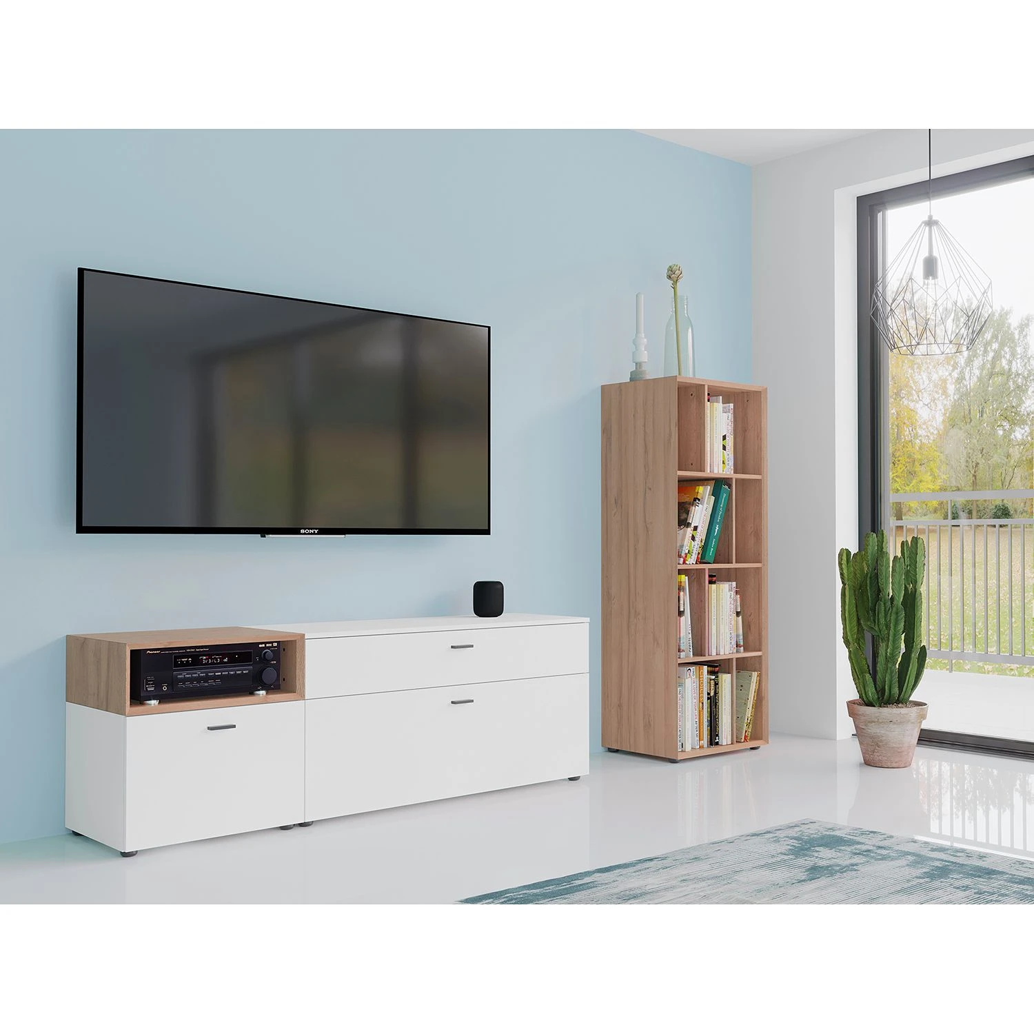 Germania Wohnwand Coruna II (2-teilig) - Weiß / Eiche Grandson Dekor 1 Germania Wohnwand Coruna II (2-teilig) - Weiß / Eiche Grandson Dekor