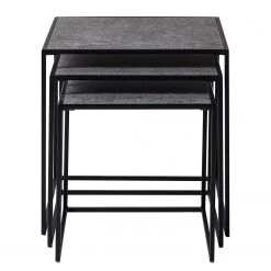 Fredriks Beistelltisch Vines (3er-Set) - Metall - Beton Dekor / Schwarz -Wohnzimmermöbel boutique en ligne 1000170580 200313 06455400042 DETAILS P000000001000170580