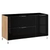 Maja Möbel Sideboard Shino I - Glas Schwarz / Eiche Riviera Dekor