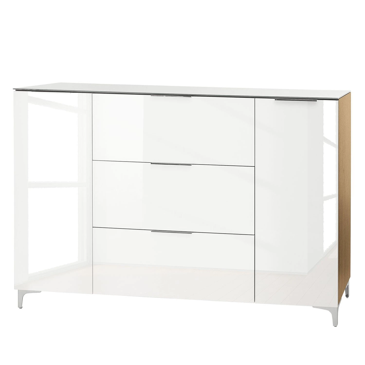 Maja Möbel Sideboard Shino IV - Glas Weiß / Eiche Riviera Dekor 1 Maja Möbel Sideboard Shino IV - Glas Weiß / Eiche Riviera Dekor