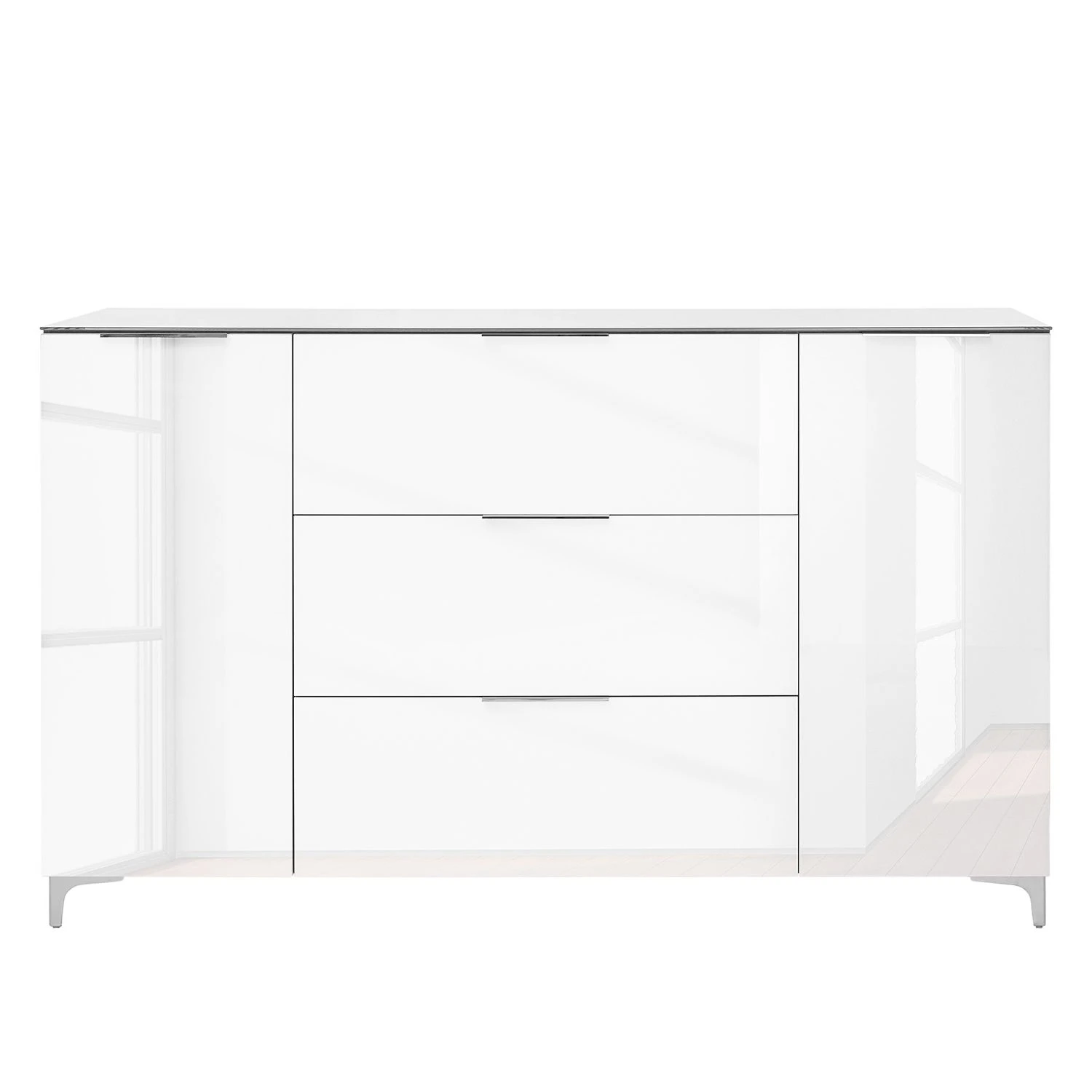 Maja Möbel Sideboard Shino IV - Glas Weiß / Eiche Riviera Dekor 2 Maja Möbel Sideboard Shino IV - Glas Weiß / Eiche Riviera Dekor – Bild 2