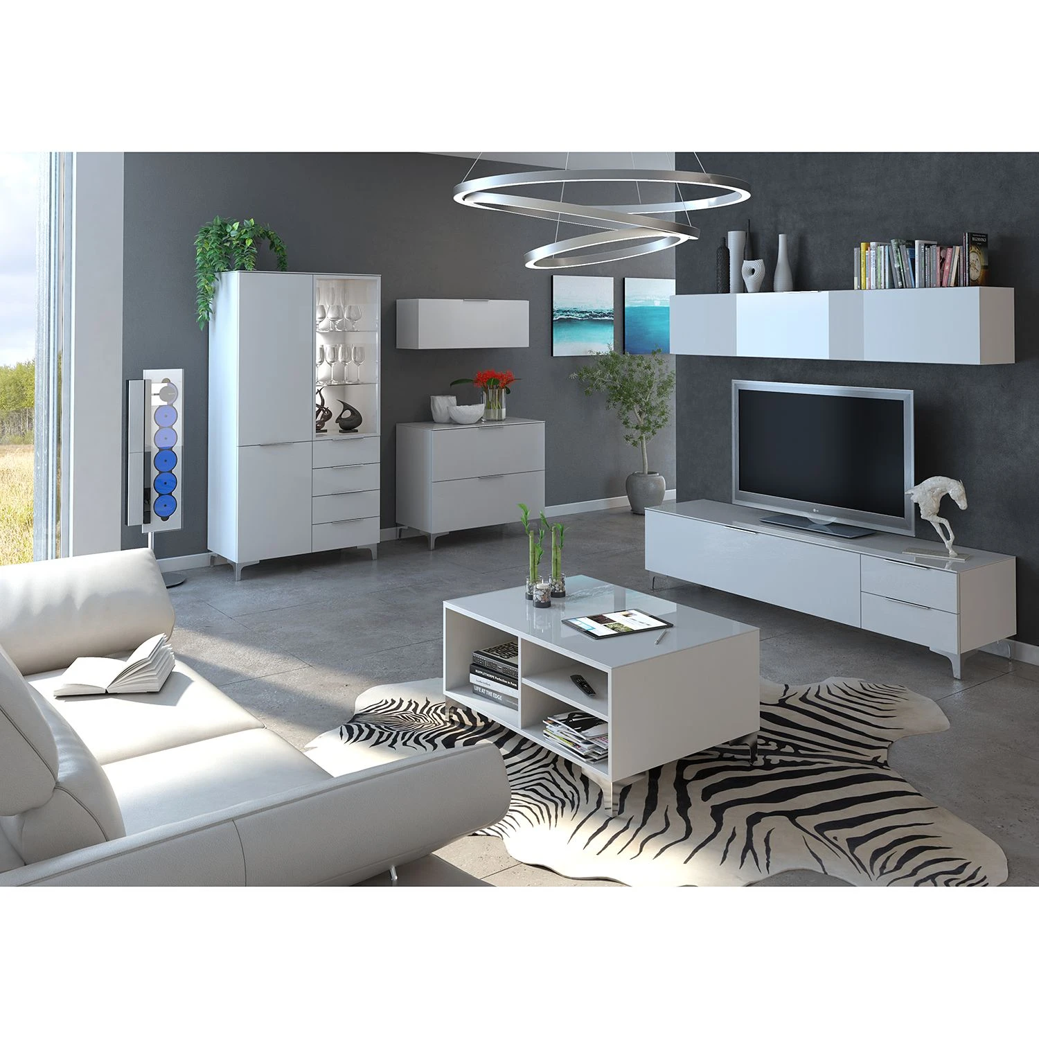 Maja Möbel TV-Lowboard Shino IV - Glas Weiß / Weiß 2 Maja Möbel TV-Lowboard Shino IV - Glas Weiß / Weiß – Bild 2