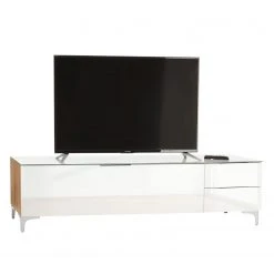 Maja Möbel TV-Lowboard Shino II - Glas Weiß / Eiche Riviera Dekor