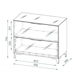 Maja Möbel Kommode Shino I - Glas Schwarz / Eiche Riviera Dekor - Höhe: 77 cm -Wohnzimmermöbel boutique en ligne 1000170629 190418 12394000149 GALLERYIMAGES P000000001000170629