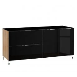 Maja Möbel Sideboard Shino II - Glas Schwarz / Eiche Riviera Dekor