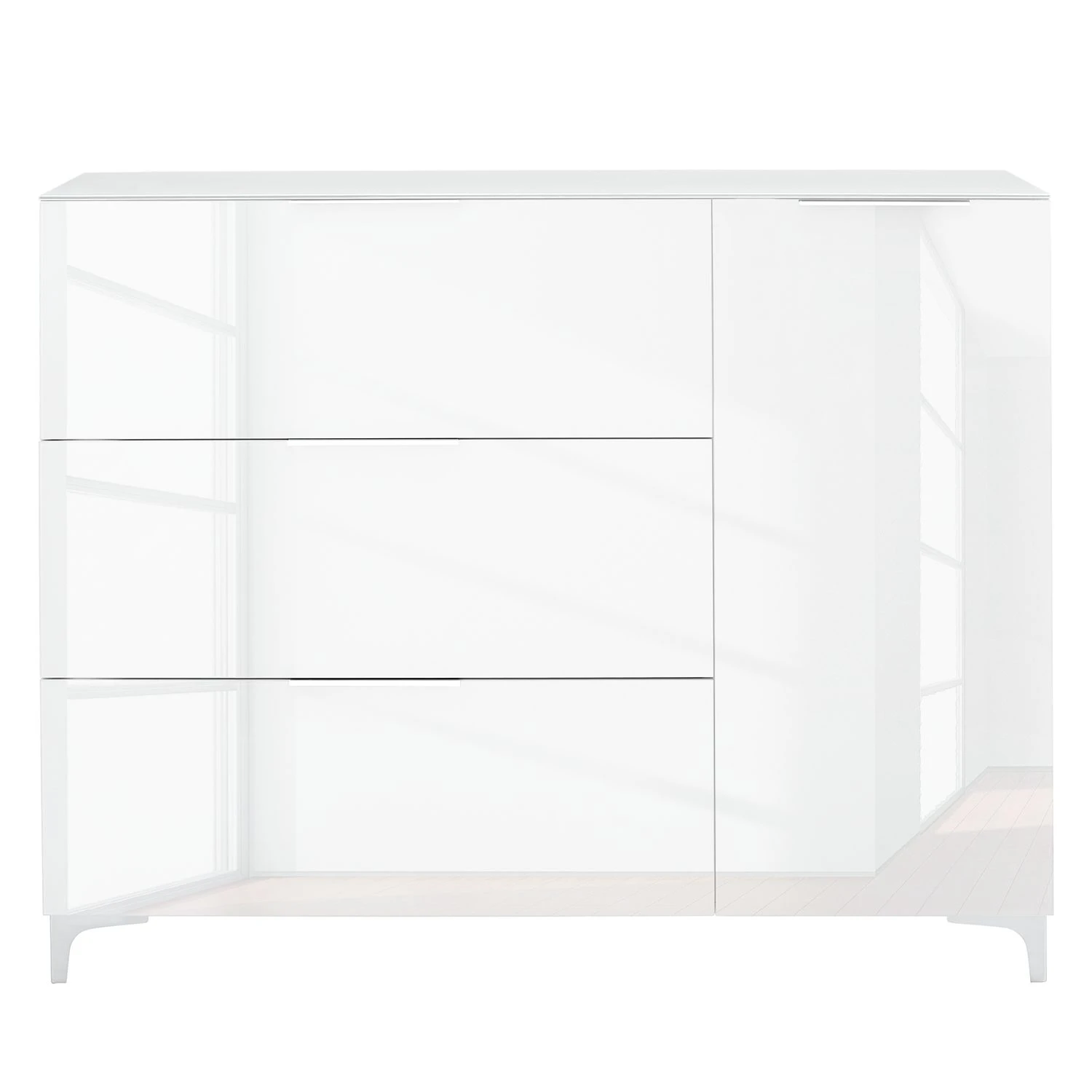 Maja Möbel Kommode Shino II - Glas Weiß / Weiß 2 Maja Möbel Kommode Shino II - Glas Weiß / Weiß – Bild 2