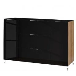 Maja Möbel Sideboard Shino IV - Glas Schwarz / Eiche Riviera Dekor