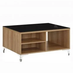 Maja Möbel Couchtisch Shino - Glas Schwarz / Eiche Riviera Dekor