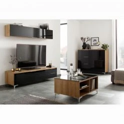 Maja Möbel Couchtisch Shino - Glas Schwarz / Eiche Riviera Dekor -Wohnzimmermöbel boutique en ligne 1000170651 190418 12394500231 MOOD GALLERYIMAGES P000000001000170651 mood