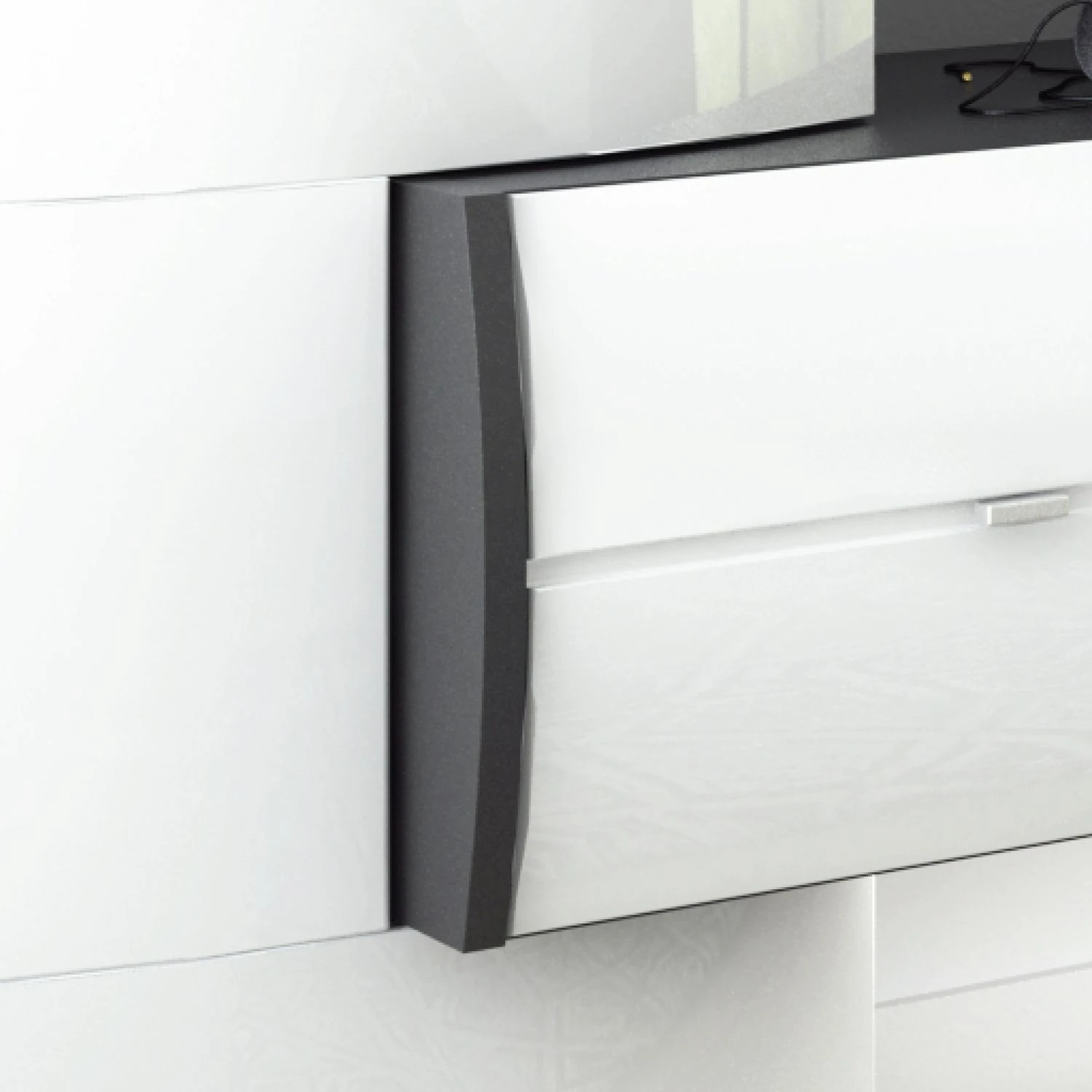 Loftscape Wohnwand Mury (4-teilig) - Hochglanz Weiß / Anthrazit 8 Loftscape Wohnwand Mury (4-teilig) - Hochglanz Weiß / Anthrazit – Bild 8