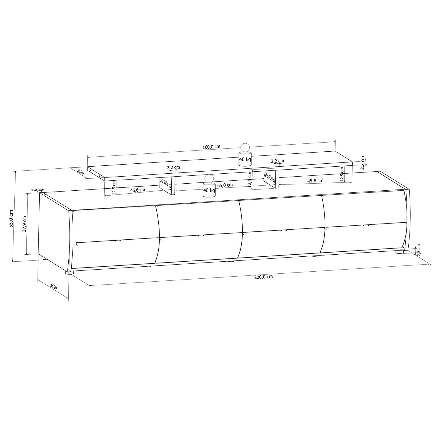 Loftscape Wohnwand Mury (4-teilig) - Hochglanz Weiß / Anthrazit 10 Loftscape Wohnwand Mury (4-teilig) - Hochglanz Weiß / Anthrazit – Bild 10