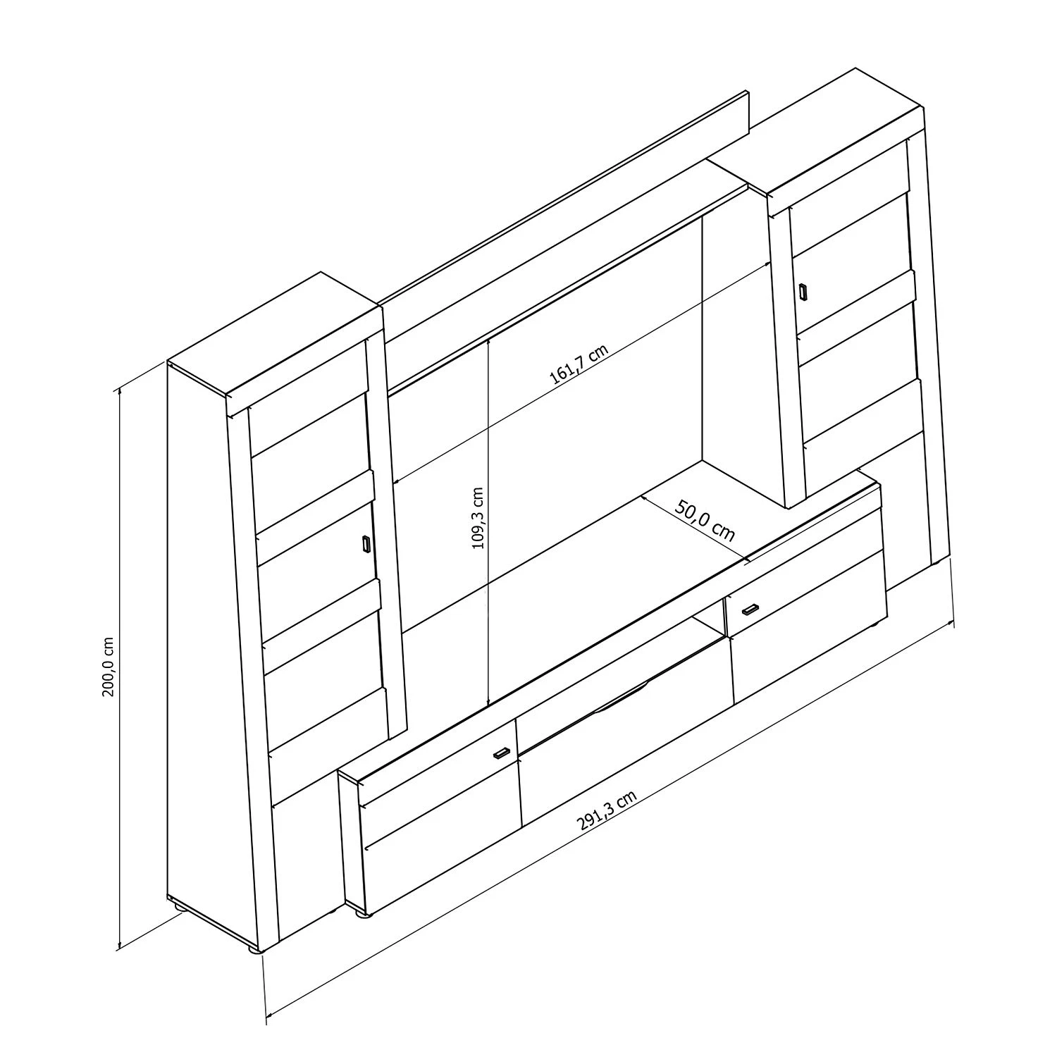Loftscape Wohnwand Moitin (4-teilig) - Hochglanz Schwarz / Schwarz 12 Loftscape Wohnwand Moitin (4-teilig) - Hochglanz Schwarz / Schwarz – Bild 12