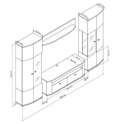 Loftscape Wohnkombination Jaguare (4-teilig) - Hochglanz Weiß / Eiche Ribbeck Dekor -Wohnzimmermöbel boutique en ligne 1000171359 200528 06455500022 SKETCH DETAILS P000000001000171359 sketch