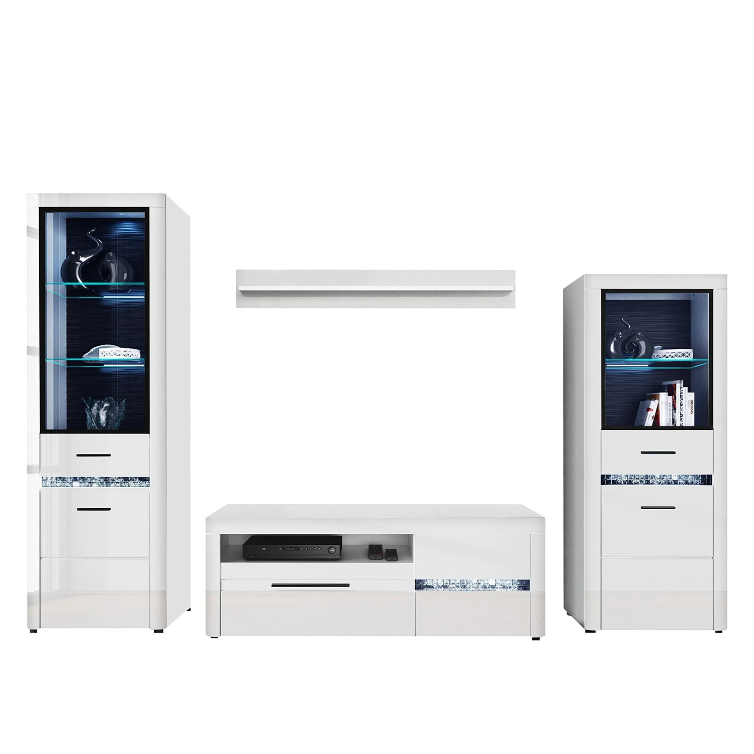 Loftscape Wohnwand Charnocks I (4-teilig) - Hochglanz Weiß / Schwarz 3 Loftscape Wohnwand Charnocks I (4-teilig) - Hochglanz Weiß / Schwarz – Bild 3