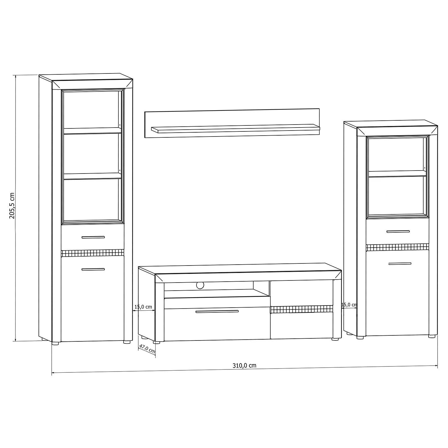 Loftscape Wohnwand Charnocks I (4-teilig) - Hochglanz Weiß / Schwarz 6 Loftscape Wohnwand Charnocks I (4-teilig) - Hochglanz Weiß / Schwarz – Bild 6