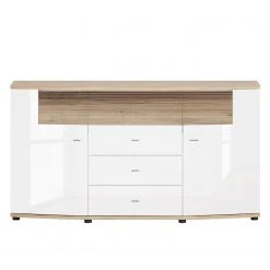 Loftscape Sideboard Jaguare - Hochglanz Weiß / Eiche Ribbeck Dekor