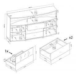 Loftscape Sideboard Jaguare - Hochglanz Weiß / Eiche Ribbeck Dekor -Wohnzimmermöbel boutique en ligne 1000171366 191211 13361400003 SKETCH DETAILS P000000001000171366 sketch