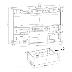 Loftscape Highboard Jaguare - Hochglanz Weiß / Eiche Ribbeck Dekor -Wohnzimmermöbel boutique en ligne 1000171368 191211 13361500006 SKETCH DETAILS P000000001000171368 sketch