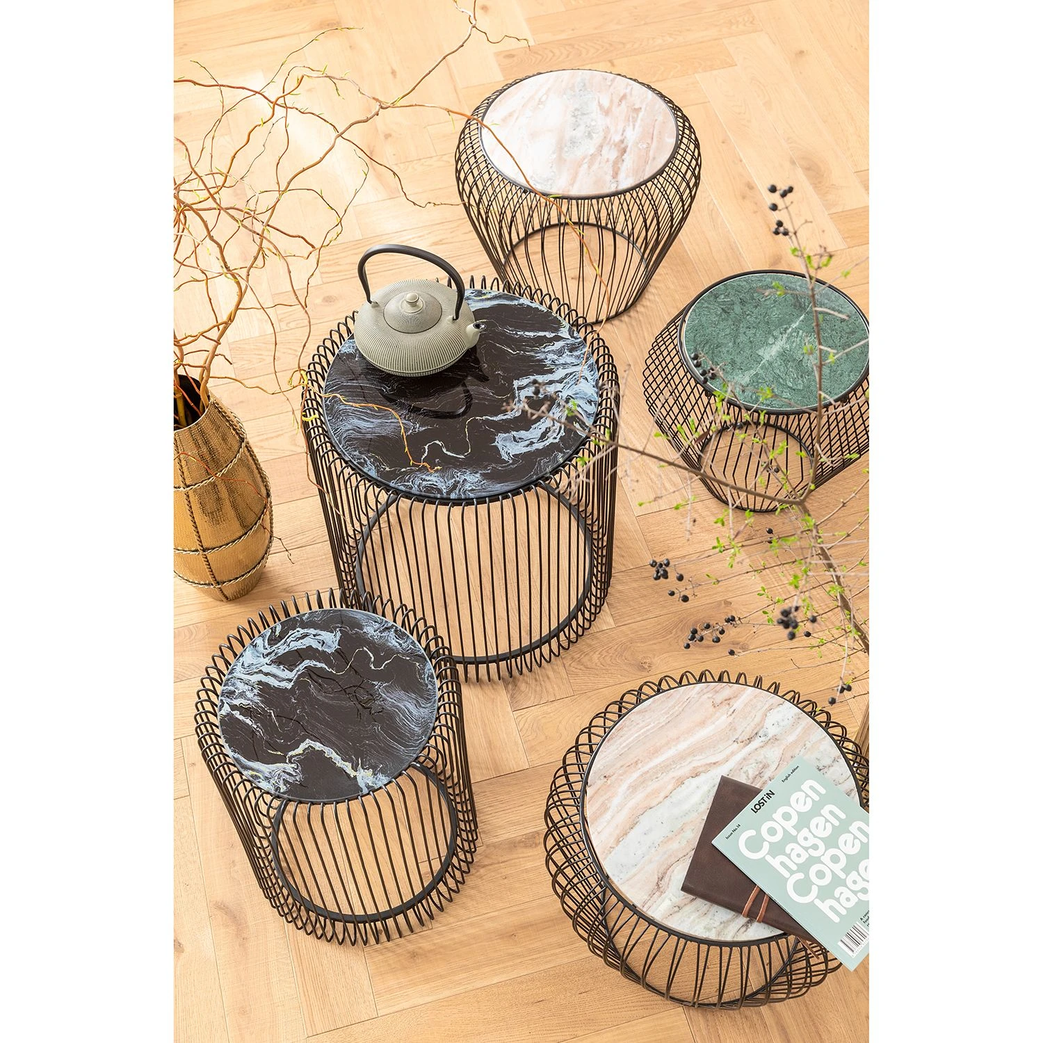 Kare Design Beistelltisch Wire (2-teilig) - Glas / Stahl - Schwarz 2 Kare Design Beistelltisch Wire (2-teilig) - Glas / Stahl - Schwarz – Bild 2