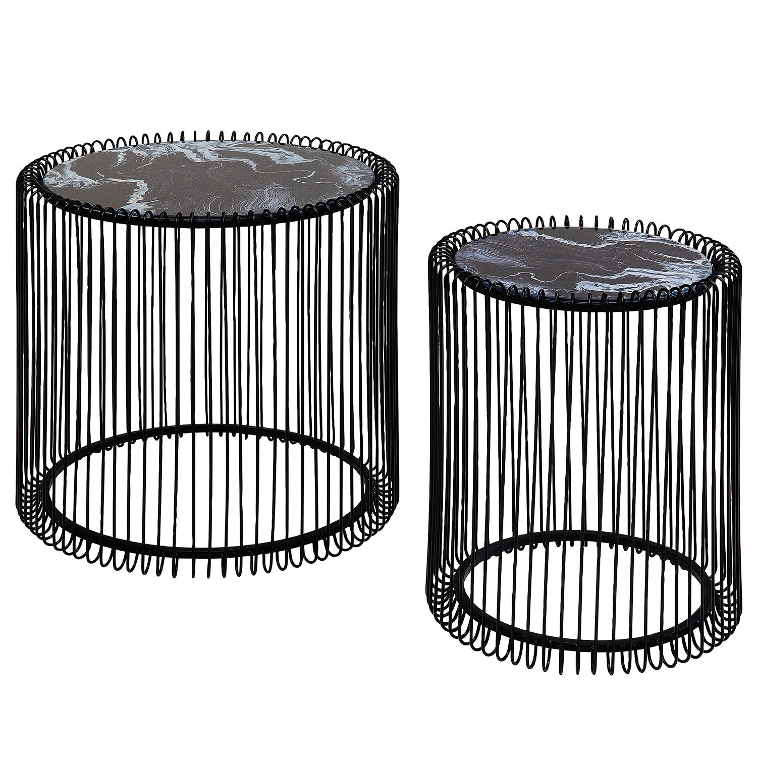 Kare Design Beistelltisch Wire (2-teilig) - Glas / Stahl - Schwarz 4 Kare Design Beistelltisch Wire (2-teilig) - Glas / Stahl - Schwarz – Bild 4