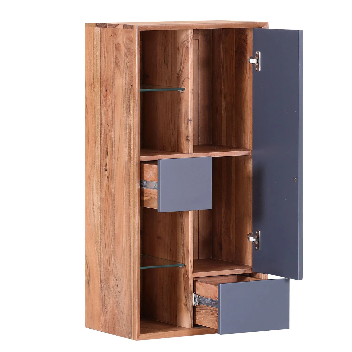 Naturoo Highboard Kadena I - Akazie teilmassiv - Anthrazit / Akazie natur 2 Naturoo Highboard Kadena I - Akazie teilmassiv - Anthrazit / Akazie natur – Bild 2