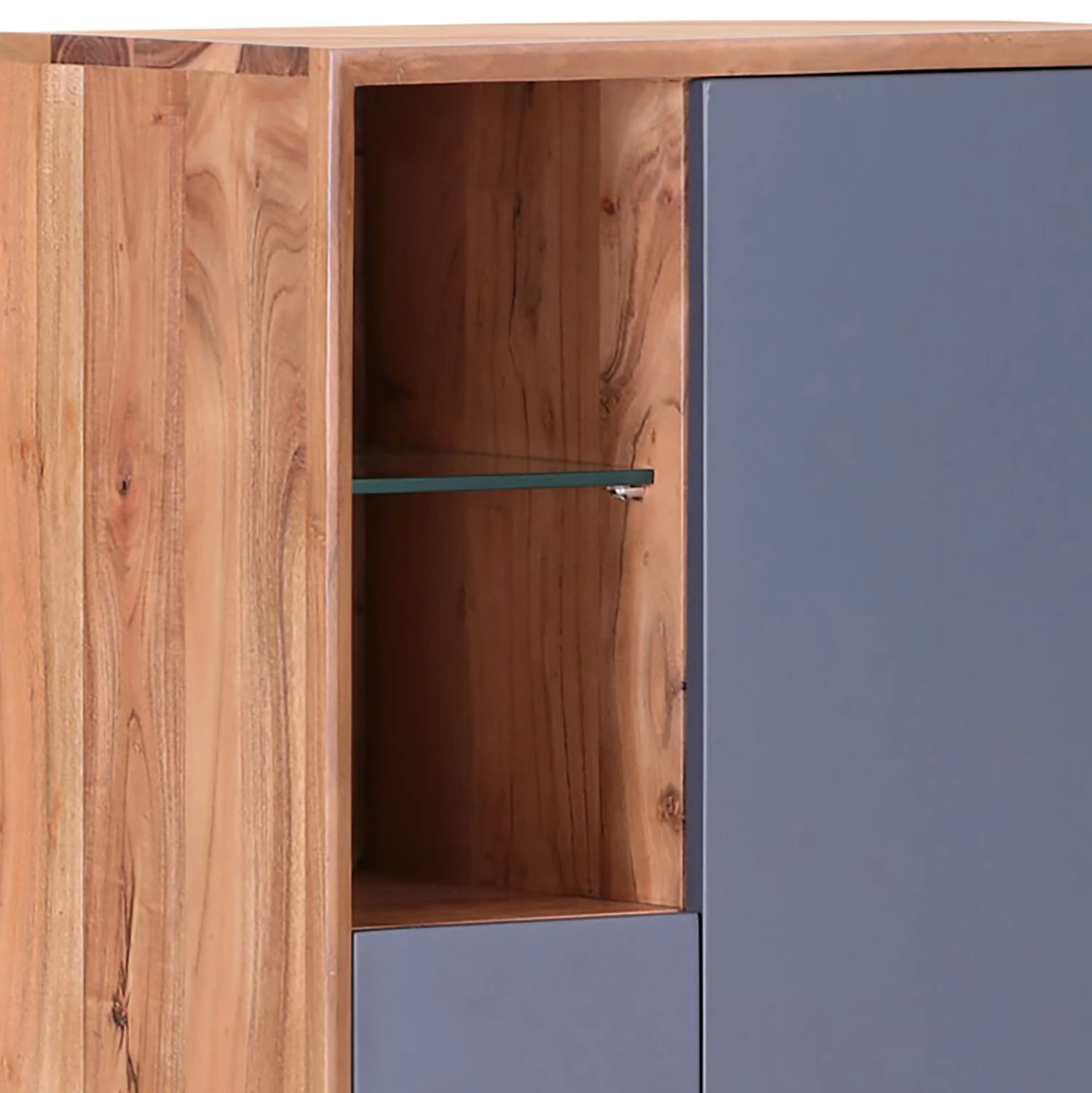 Naturoo Highboard Kadena I - Akazie teilmassiv - Anthrazit / Akazie natur 3 Naturoo Highboard Kadena I - Akazie teilmassiv - Anthrazit / Akazie natur – Bild 3