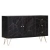 Jack & Alice Sideboard Towa - Akazie massiv / Metall - Schwarz / Gold