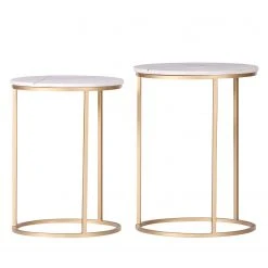 Jack & Alice Beistelltisch Ryo (2-teilig) - Marmor / Metall - Marmor Weiß / Gold