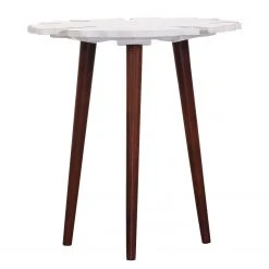 Jack & Alice Beistelltisch Rebu - Marmor / Akazie massiv - Marmor Weiß / Braun