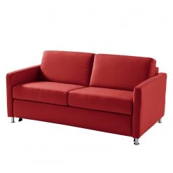 Fredriks Schlafsofa Lierde I - Echtleder - Rot - Breite: 155 cm - Mit Armlehnen