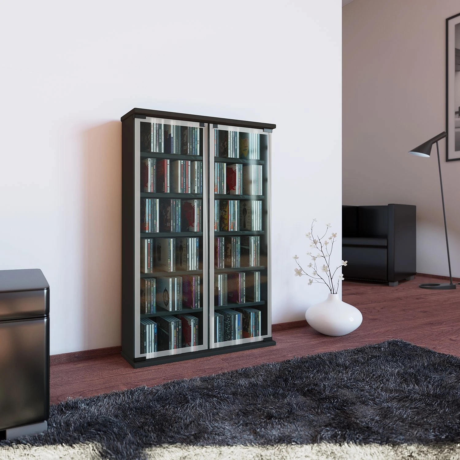 VCM Vitrinenschrank Classic - Schwarz 2 VCM Vitrinenschrank Classic - Schwarz – Bild 2