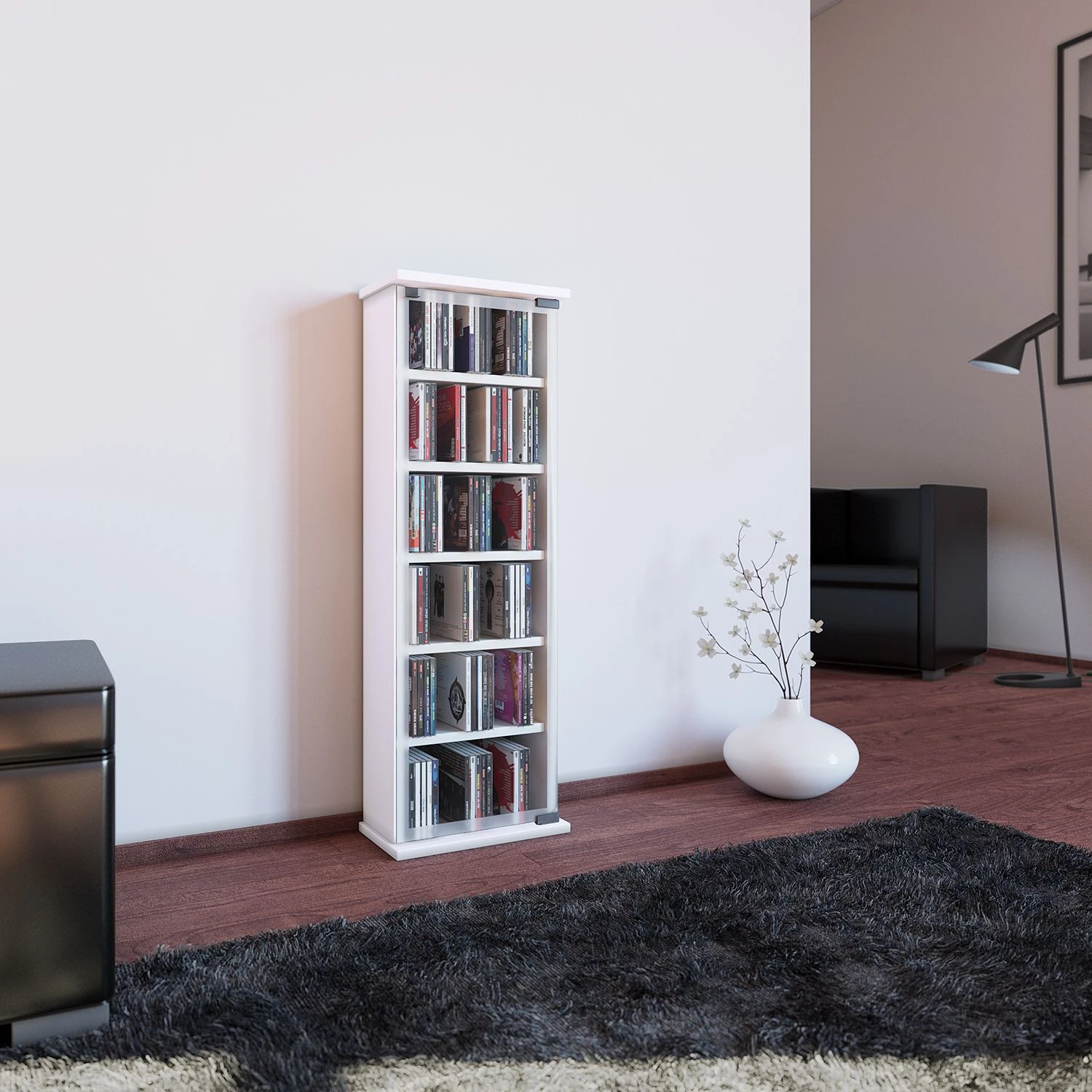 VCM Standvitrine Classic - Weiß 2 VCM Standvitrine Classic - Weiß – Bild 2