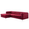 Jack & Alice Ecksofa Leominster - Samt - Bordeaux - Ottomane davorstehend links