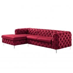Jack & Alice Ecksofa Leominster - Samt - Bordeaux - Ottomane davorstehend links