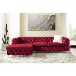 Jack & Alice Ecksofa Leominster - Samt - Bordeaux - Ottomane davorstehend links -Wohnzimmermöbel boutique en ligne 1000176174 190607 15400300017 MOOD GALLERYIMAGES P000000001000176174 mood