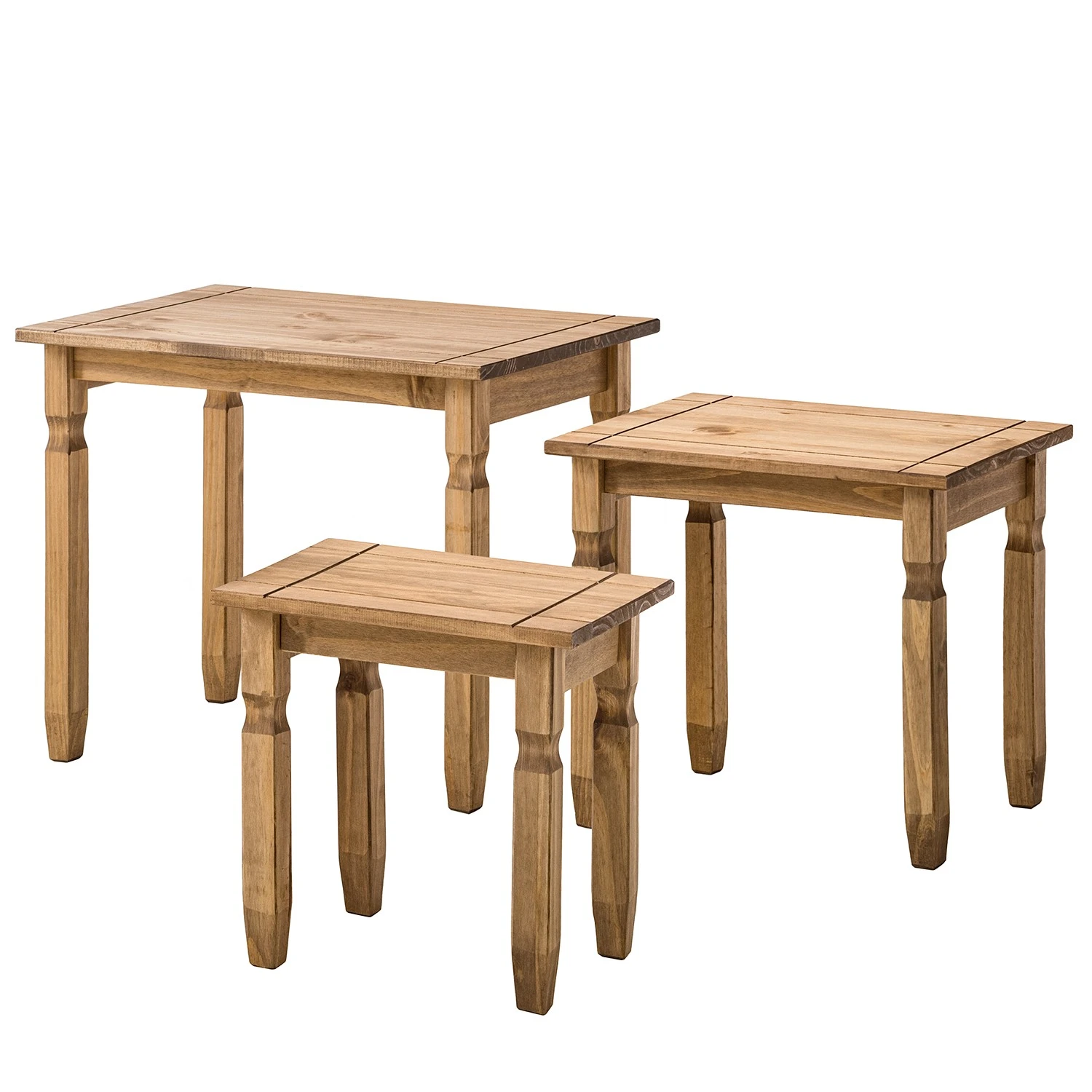 Maison Belfort Beistelltisch Finca Rustica (3er-Set) - Kiefer massiv - Kiefer Natur 1 Maison Belfort Beistelltisch Finca Rustica (3er-Set) - Kiefer massiv - Kiefer Natur