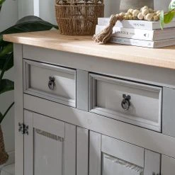 Maison Belfort Sideboard Finca Rustica - Kiefer massiv - Kiefer Grau -Wohnzimmermöbel boutique en ligne 1000178029 200511 13145200003 DETAILS P000000001000178029