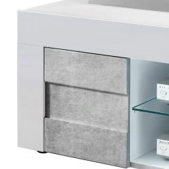 LC Spa TV-Lowboard Easy - Hochglanz Weiß / Beton Dekor - Breite: 138 cm -Wohnzimmermöbel boutique en ligne 1000178258 201029 08513600552 DETAILS P000000001000178258