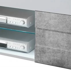 LC Spa TV-Lowboard Easy - Hochglanz Weiß / Beton Dekor - Breite: 138 cm -Wohnzimmermöbel boutique en ligne 1000178258 201029 08514100553 DETAILS P000000001000178258