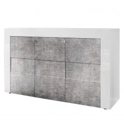 LC Spa Sideboard Easy I - Hochglanz Weiß / Beton Dekor