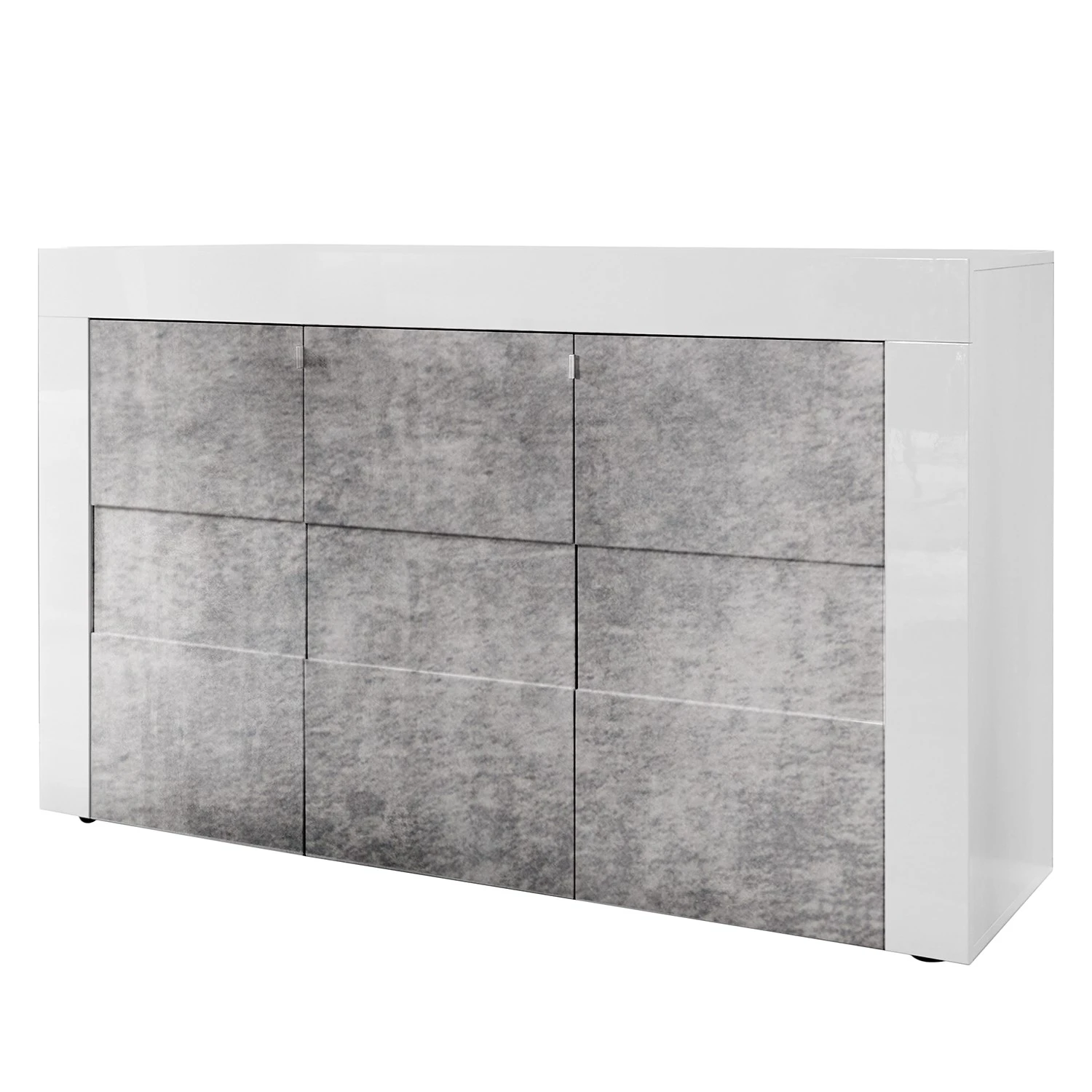 LC Spa Sideboard Easy I - Hochglanz Weiß / Beton Dekor 1 LC Spa Sideboard Easy I - Hochglanz Weiß / Beton Dekor