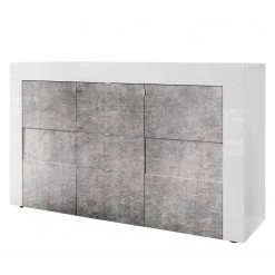 LC Spa Sideboard Easy II - Hochglanz Weiß / Beton Dekor