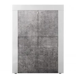 LC Spa Highboard Easy - Hochglanz Weiß / Beton Dekor