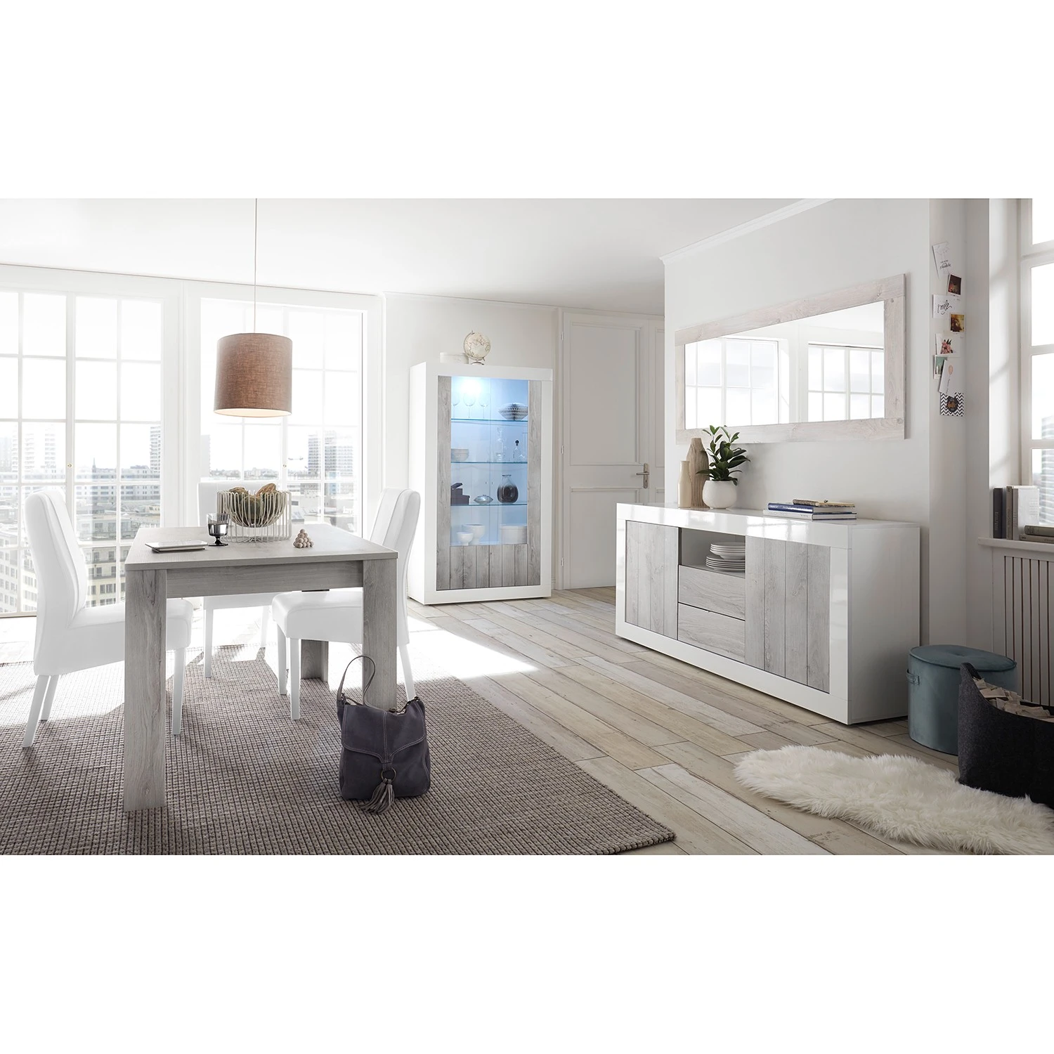 LC Spa Vitrinenschrank Urbino - Hellgrau / Weiß 4 LC Spa Vitrinenschrank Urbino - Hellgrau / Weiß – Bild 4