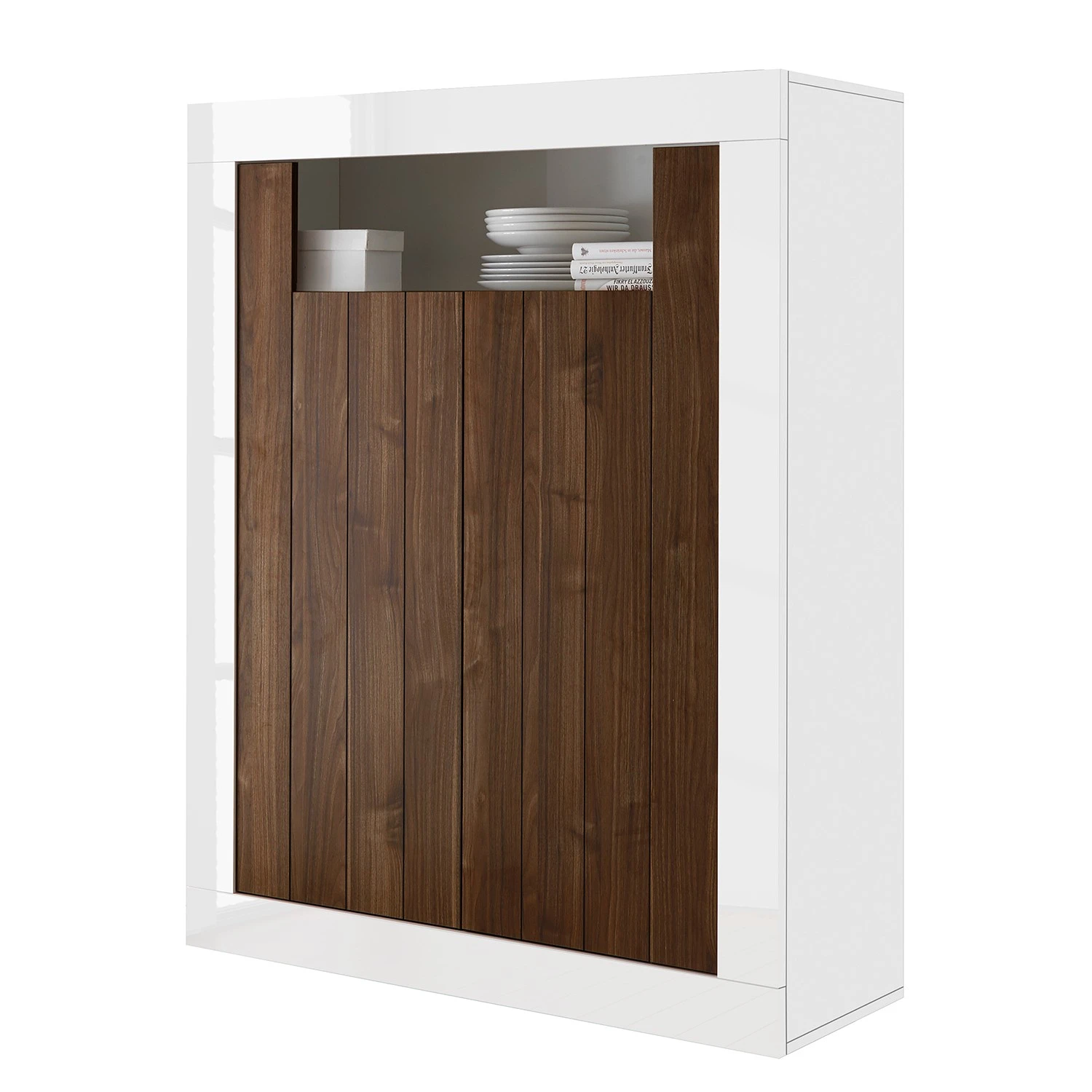 LC Spa Highboard Urbino - Nussbaum Dekor / Weiß 1 LC Spa Highboard Urbino - Nussbaum Dekor / Weiß