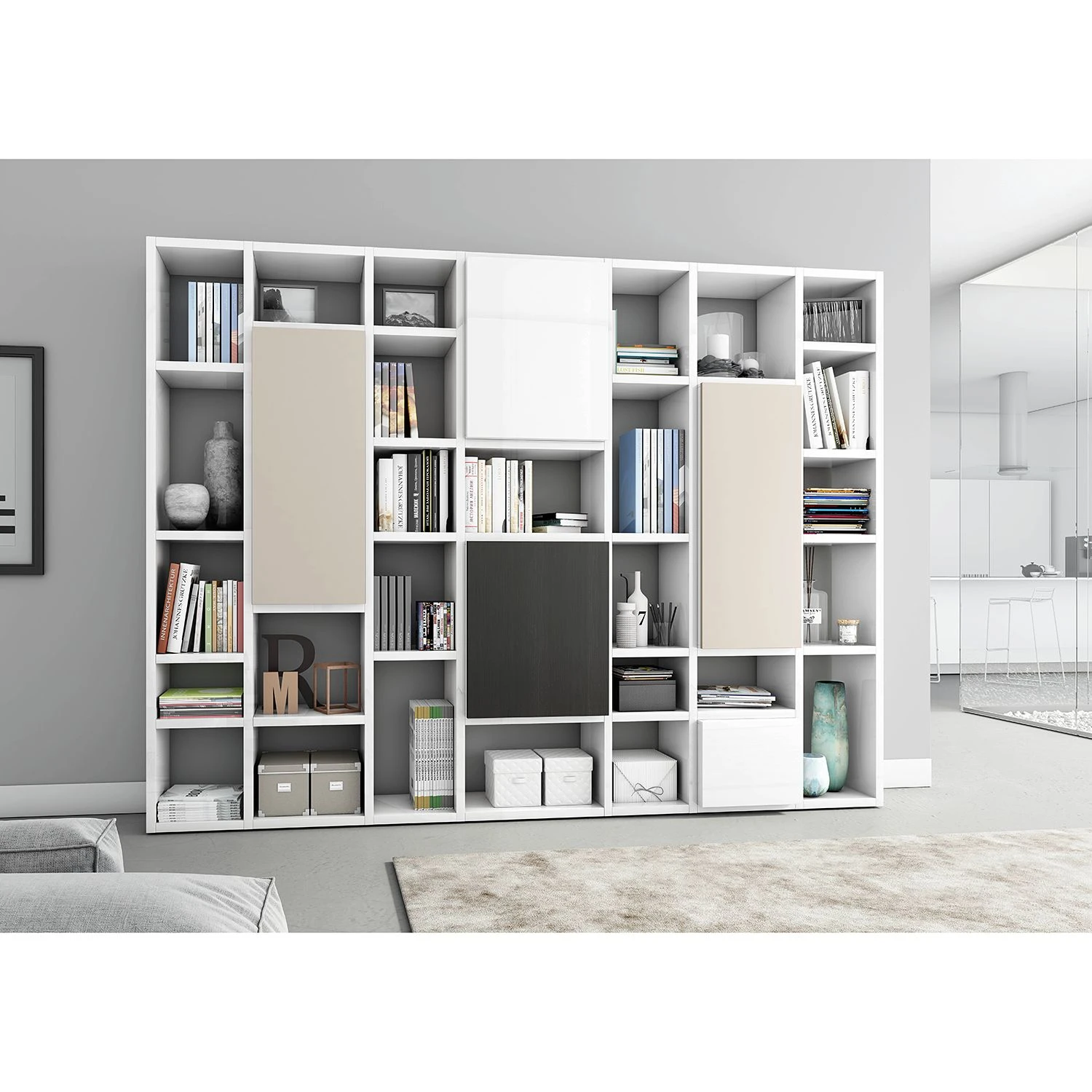 Loftscape Bücherregal Emporior VI - Hochglanz Weiß 1 Loftscape Bücherregal Emporior VI - Hochglanz Weiß