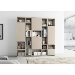 Loftscape Bücherregal Emporior VII - Matt Hellbeige - Breite: 224 cm