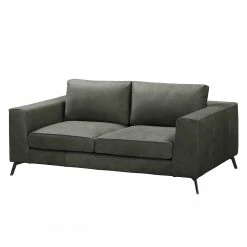 Jack & Alice Sofa Sanchez I (2-Sitzer) - Samt - Echtleder Kena: Anthrazit